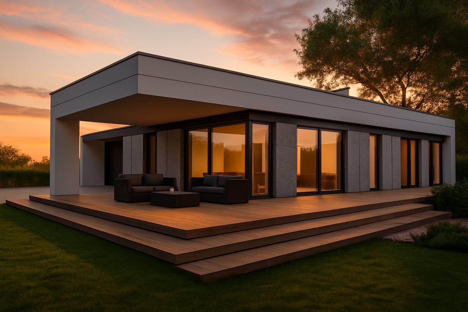 Dom-parterowy-z-plaskim-dachem-widok-od-ogrodu-projekt-Fidor-Architekci-Gdansk