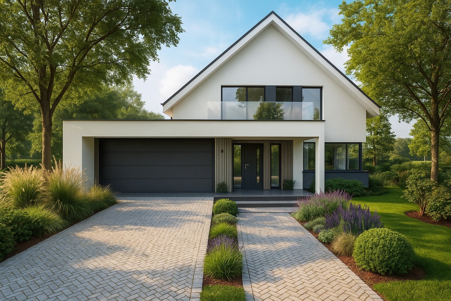 Funkcjonalny-dom-z-dachem-dwuspadowym-widok-od-frontu-projekt-Fidor-Architekci-Szczecin