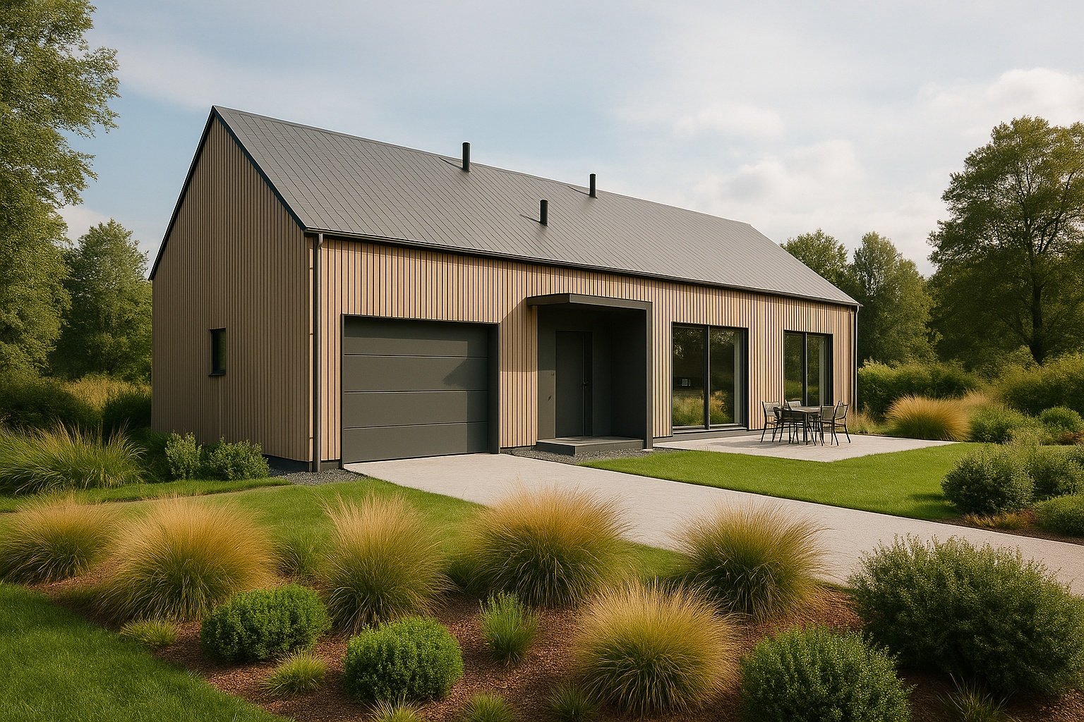 Nowoczesny-dom-jednorodzinny-w-stylu-nowoczesnej-stodoly-widok-od-frontu-projekt-Fidor-Architekci-Jeczydol