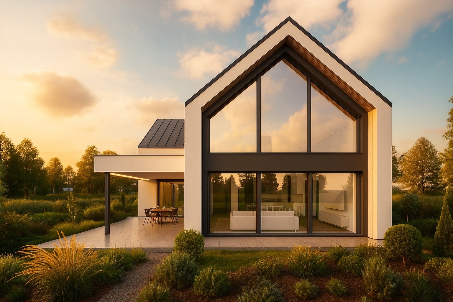 Nowoczesny-dom-jednorodzinny-w-stylu-nowoczesnej-stodoly-widok-od-ogrodu-projekt-Fidor-Architekci-Jeczydol